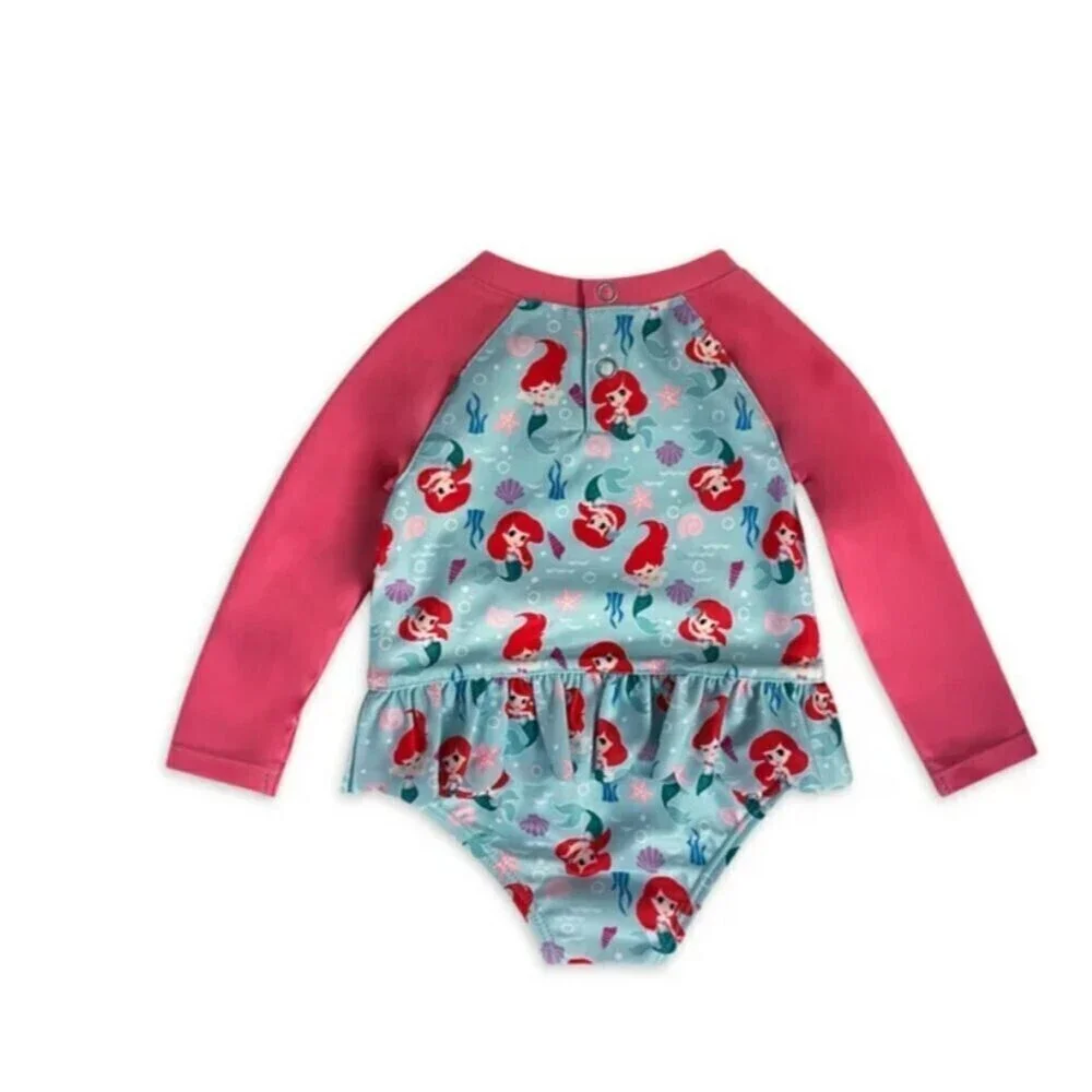The Little Mermaid Baby Girl One-Piece Rash Guard Swimsuit size 12m